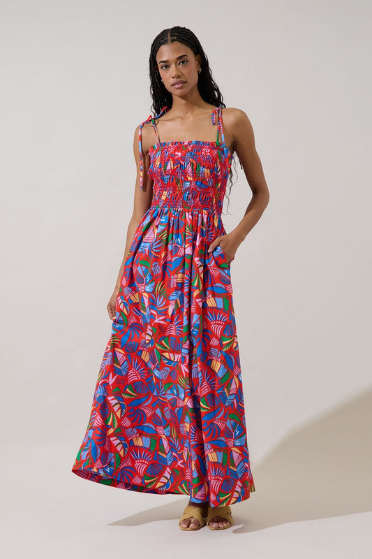 Juciel Smocked Maxi Dress Tropical The Happy Southerner 
