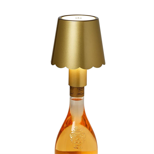 LED Touchable Gold Scalloped Lampshade with Bottle Stopper in Gift Box The Happy Southerner 