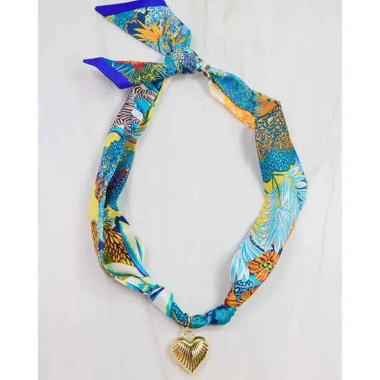Lillie Scarf Charm Necklace - Blue The Happy Southerner 