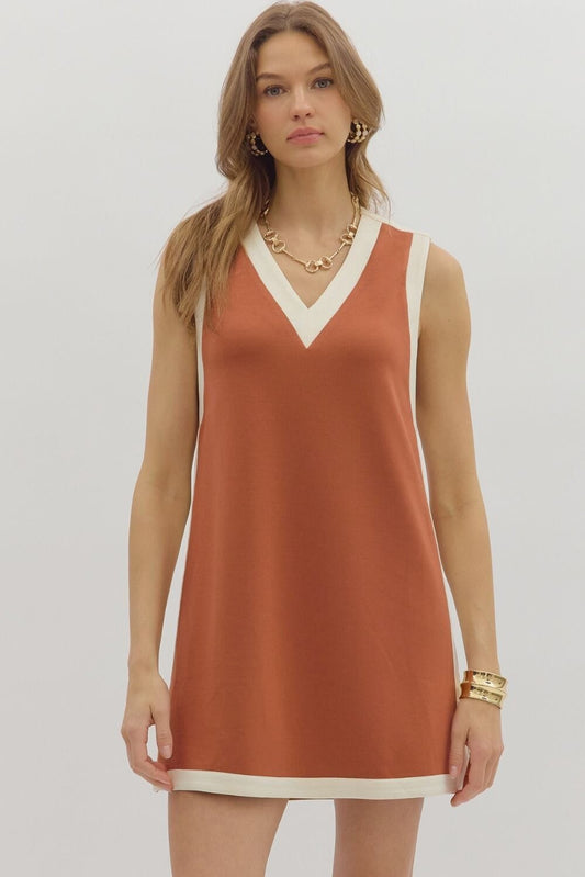 Madison Contrast Trim Dress - Rust The Happy Southerner 