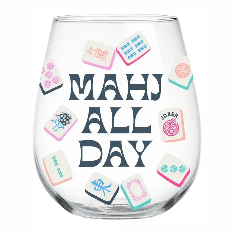 Mahj All Day Stemless Wine Glass The Happy Southerner 