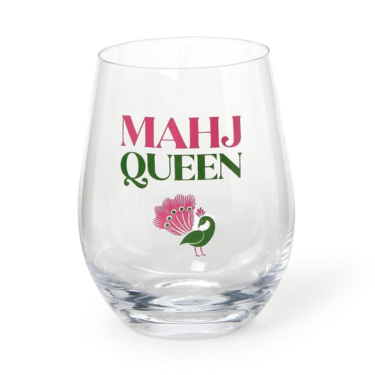 Mahj Queen Stemless Wine Glass The Happy Southerner 