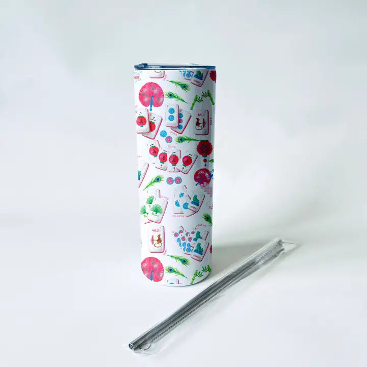 Mahjong Alphabet Pattern Tumbler 20 oz The Happy Southerner 