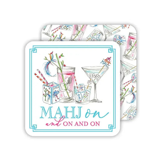Mahjong Cocktails Mahj On and On and On Square Coaster The Happy Southerner 