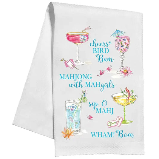 Mahjong Cocktails Saying Cheers Bird Bam Kitchen Towel The Happy Southerner 