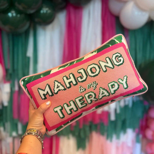 Mahjong Is My Therapy Needlepoint Pillow The Happy Southerner 
