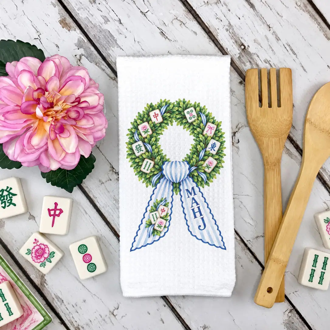 Mahjong Kitchen Towel Wreath Sash The Happy Southerner 