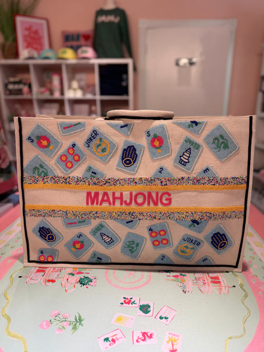 Mahjong Pink Large Pink Beaded Bag The Happy Southerner 