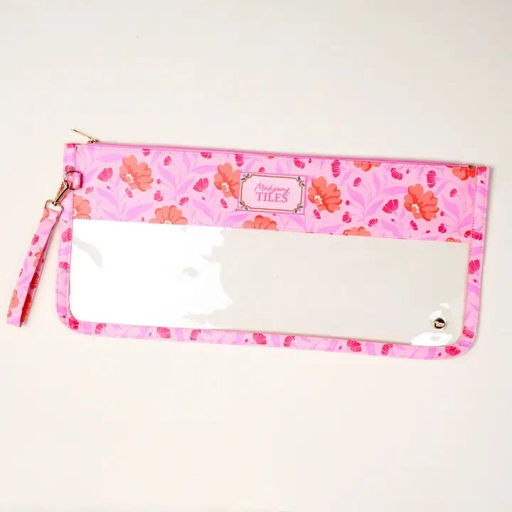 Mahjong Tile Keeper Pouch–Poppin' Petals Hot Pink The Happy Southerner 