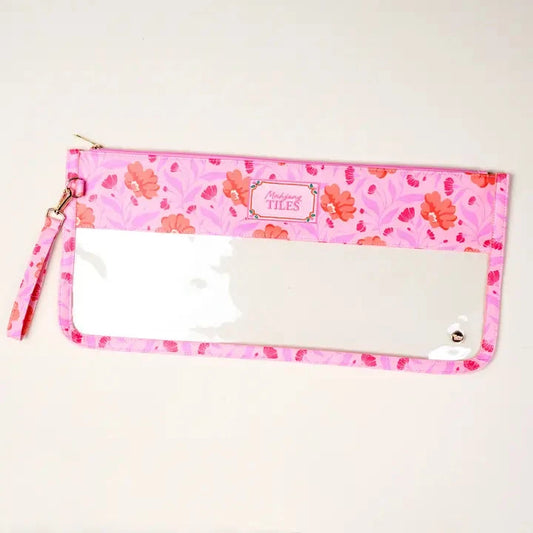Mahjong Tile Keeper Pouch–Poppin' Petals Hot Pink The Happy Southerner 