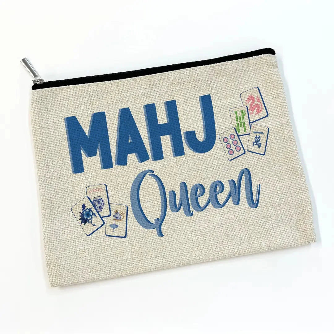 Mahjong Tile Makeup Bag Cosmetic Zipper Pouch The Happy Southerner 