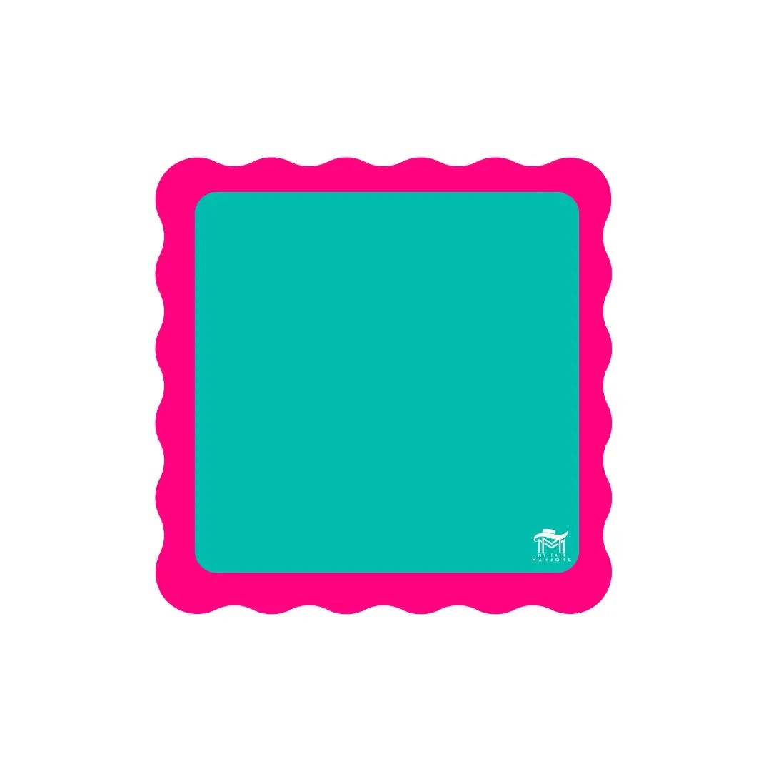 Mini Mahjong Mat-Green Center/Pink Scallop The Happy Southerner 