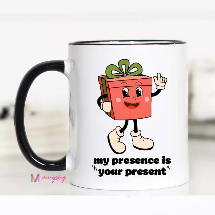 My Presence Is Your Present Retro Funny Christmas Coffee Mug The Happy Southerner 