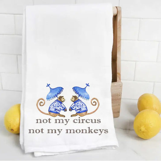 Not My Circus Not My Monkeys Blue Chinoiserie Tea Towel The Happy Southerner 