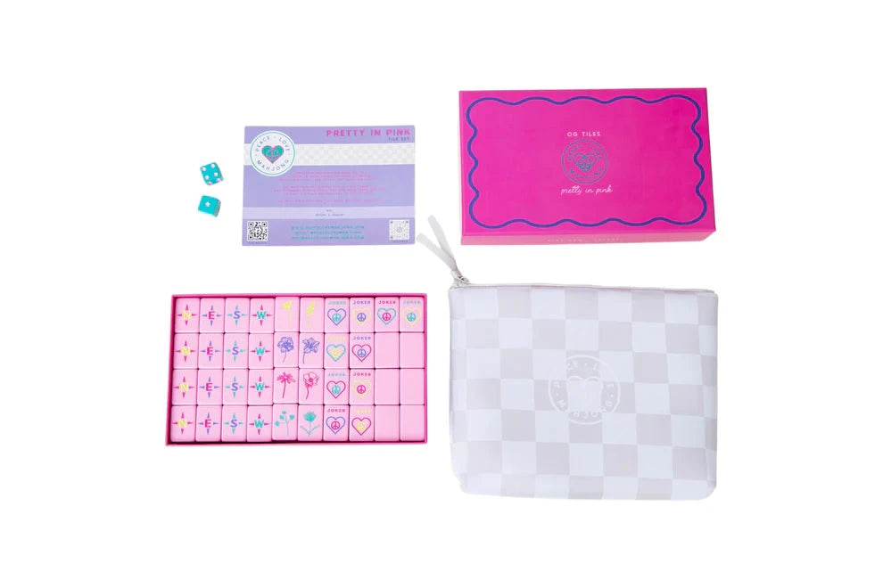 OG Pretty in Pink Mahj Tiles + Tile Pouch + Dice The Happy Southerner 