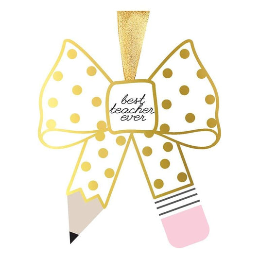Ornament Best Teacher Bow Gold The Happy Southerner 