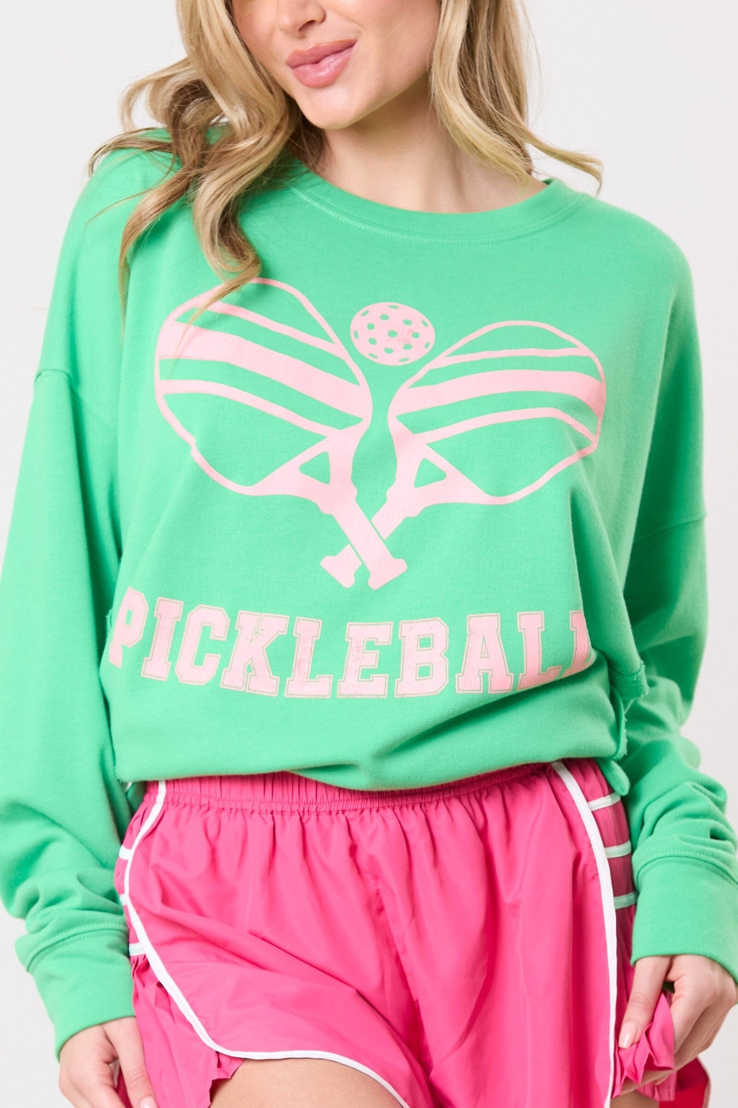 Oversized Pickle Ball Graphic Prints Sweatshirt The Happy Southerner 