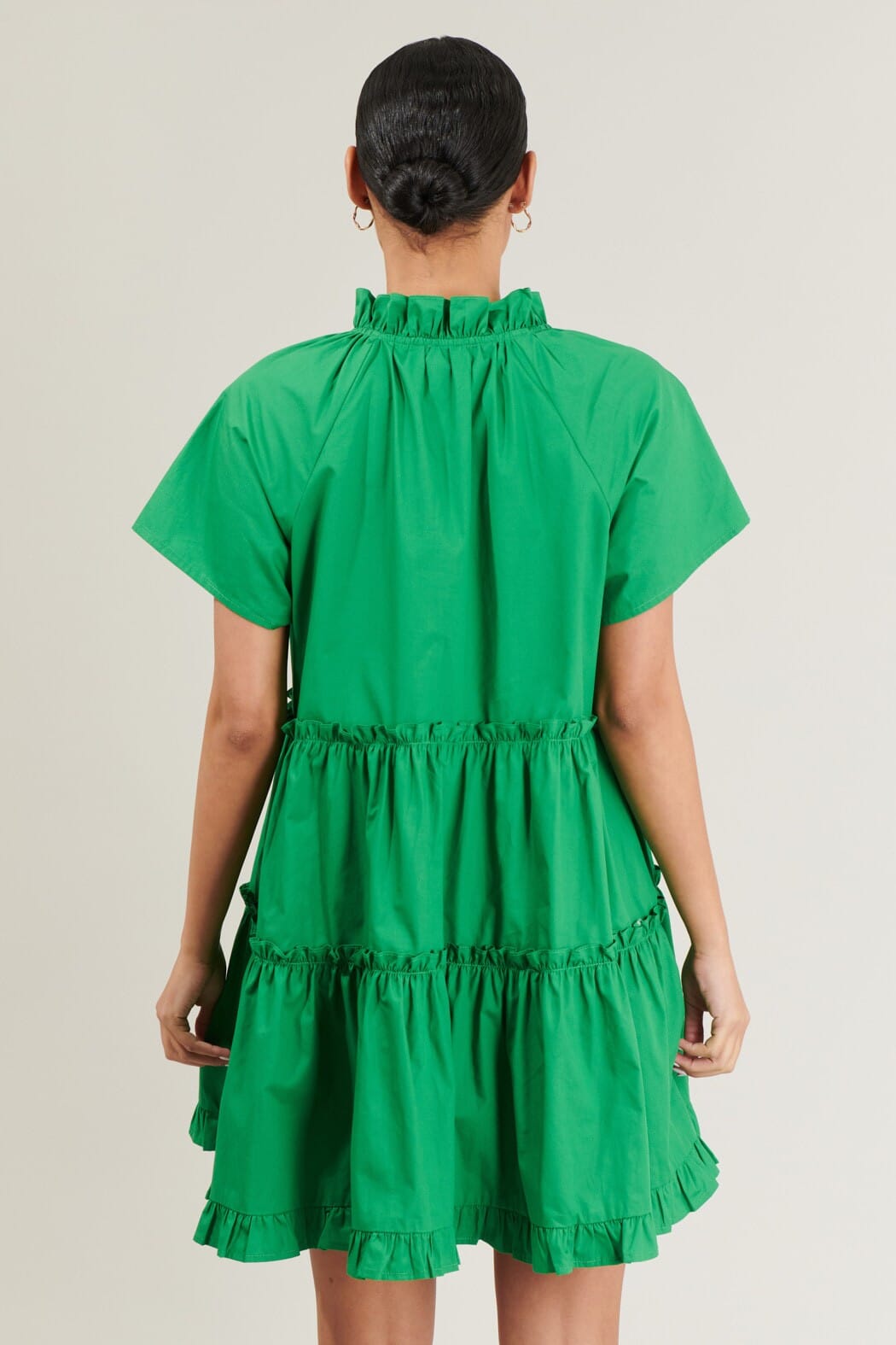 Pallas Poplin Tiered Green Mini Dress The Happy Southerner 