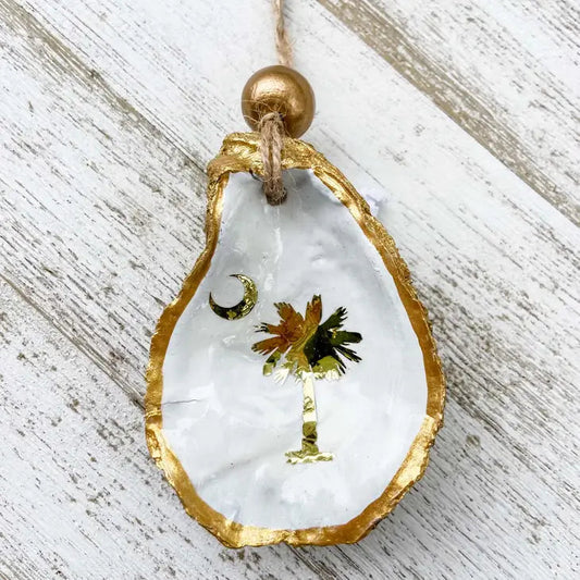 Palmetto and Crescent Moon Oyster Shell Ornament The Happy Southerner 