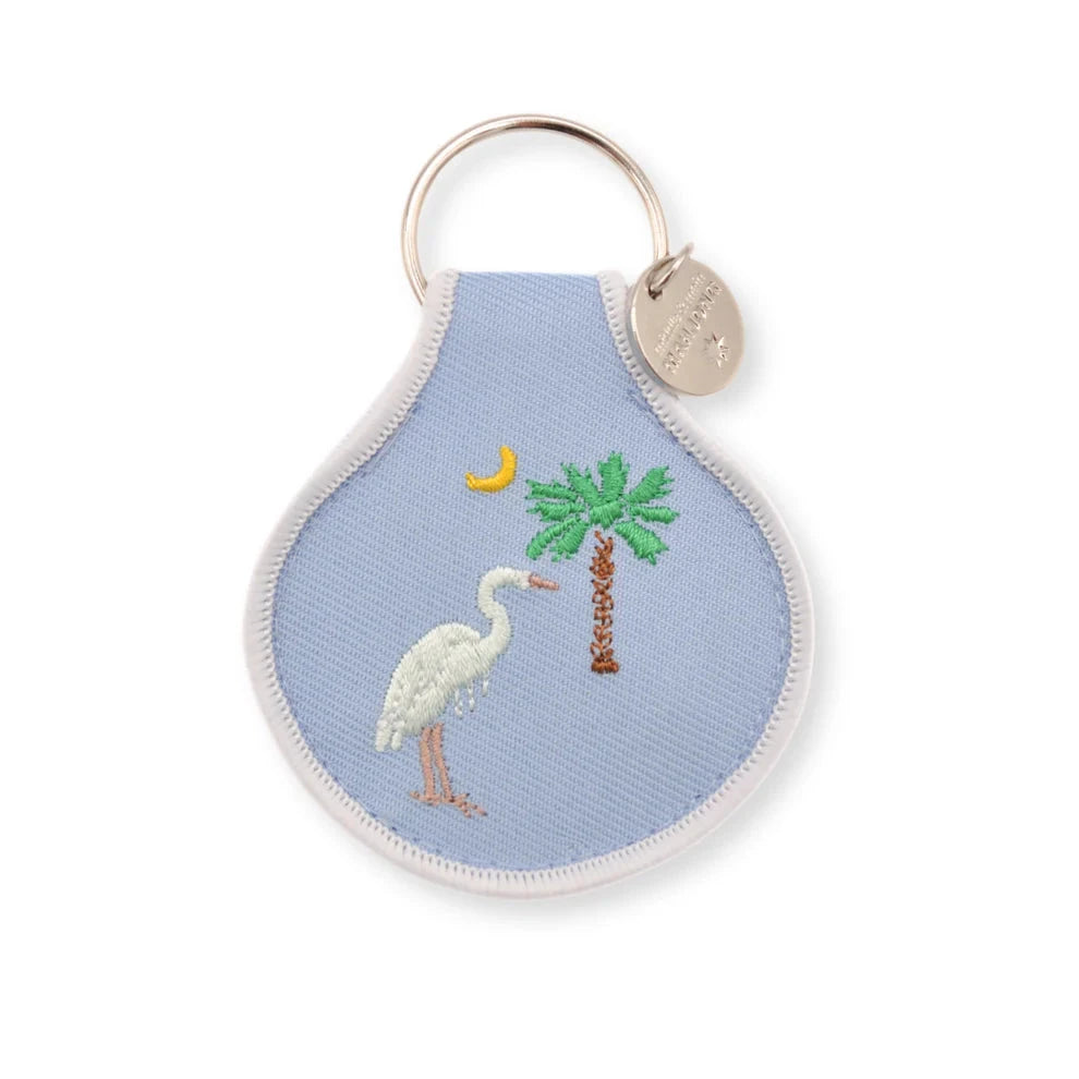 Palmetto Heron Embroidered Keychain The Happy Southerner 