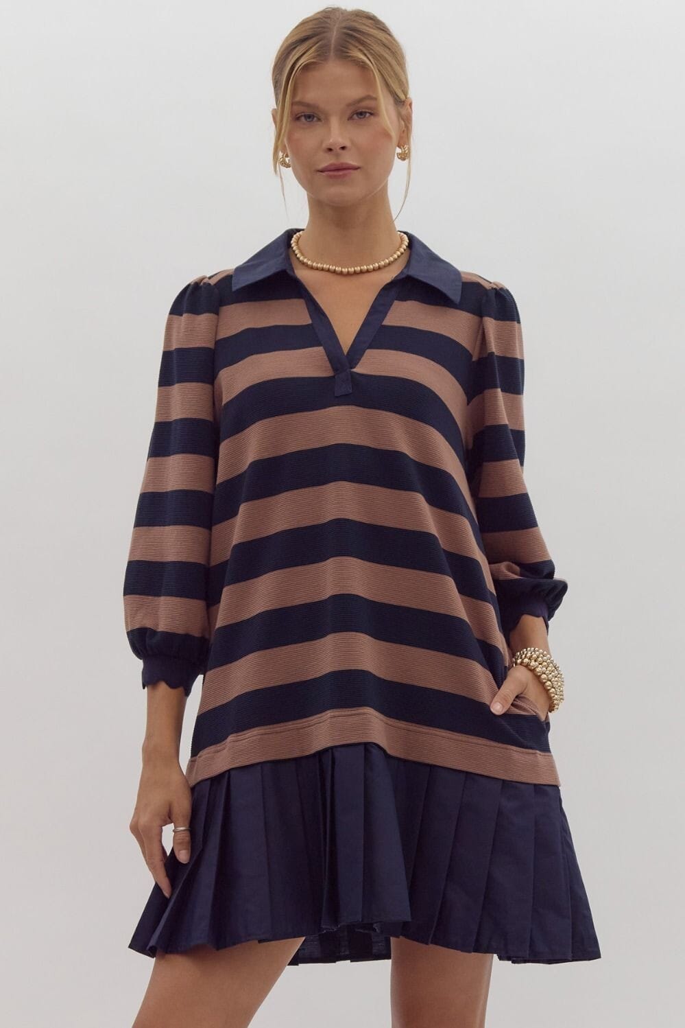 Peggy Pleated Strip Dress The Happy Southerner 