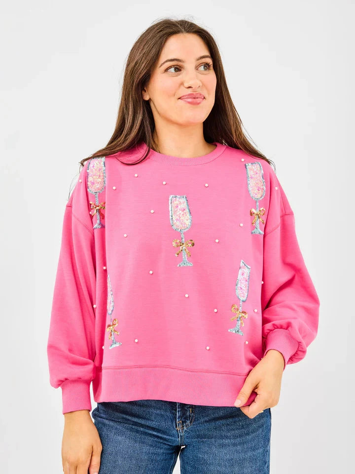 Pink Champagne Sweatshirt The Happy Southerner 