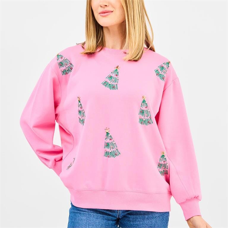 Pink Christmas Tree Sweatshirt The Happy Southerner 