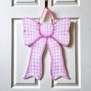 Pink Gingham Bow Door Hanger The Happy Southerner 