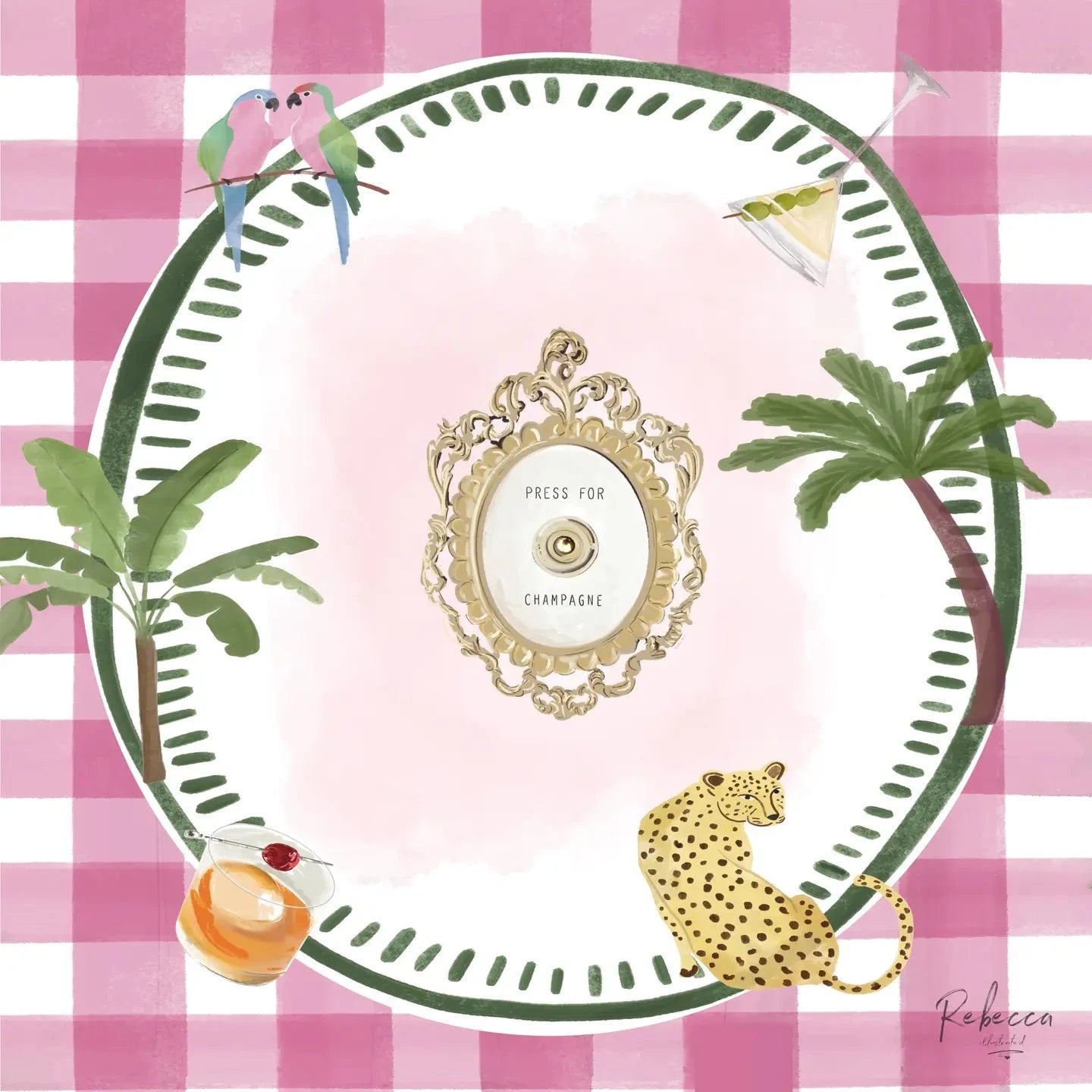 Pink Gingham Mahjong Mat The Happy Southerner 