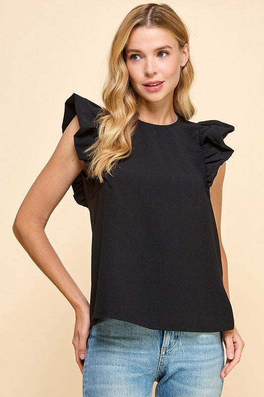 Poppy Ruffle Top - Black The Happy Southerner 