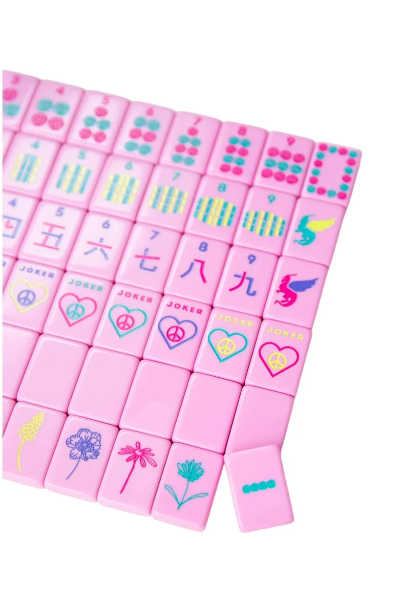 Pretty in Pink Mahj Tiles + Tile Pouch + Dice The Happy Southerner 