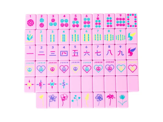 Pretty in Pink Mahj Tiles + Tile Pouch + Dice The Happy Southerner 