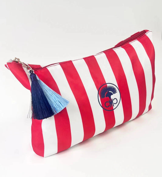 Red & White Stripped Tile Bag The Happy Southerner 