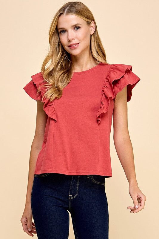 Riley Ruffle Top - Rust The Happy Southerner 