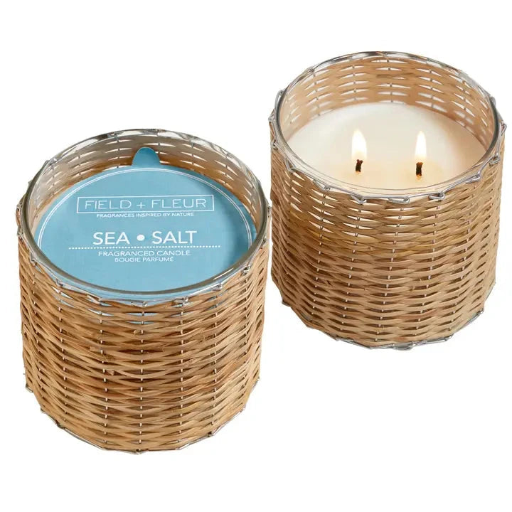 Sea Salt 2 Wick Handwoven Candle The Happy Southerner 