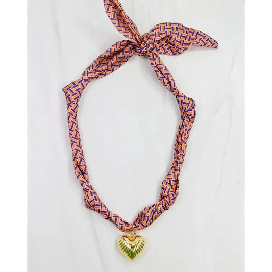 Serafina Scarf Charm Necklace Blue Orange The Happy Southerner 