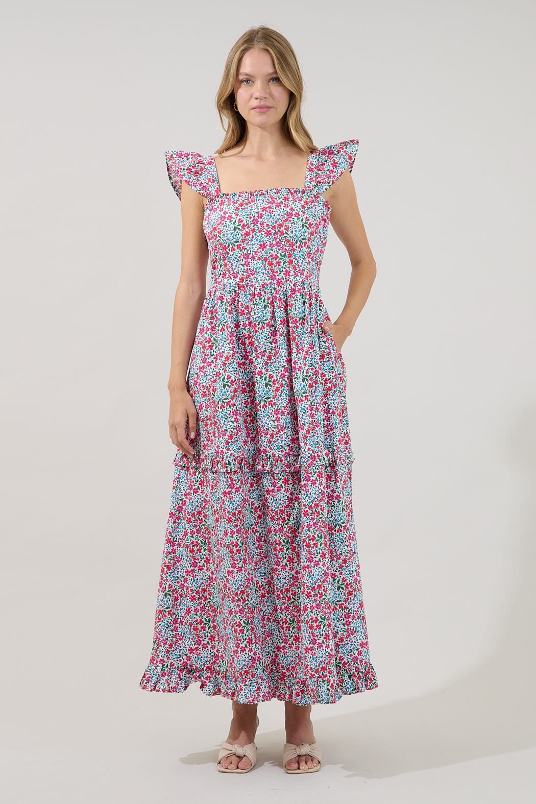 Serenia Ruffle Maxi Dress Floral The Happy Southerner 