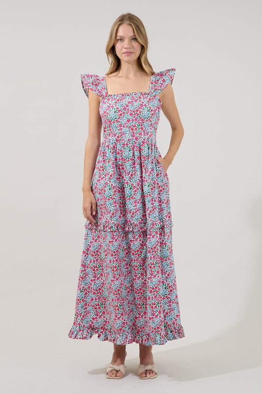 Serenia Ruffle Maxi Dress Floral The Happy Southerner 