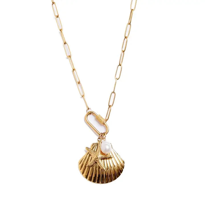 Shell Charm Carabiner Necklace The Happy Southerner 