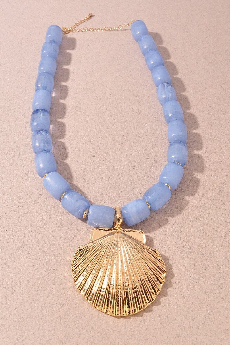 Shell Pendant Bead Necklace The Happy Southerner Blue 