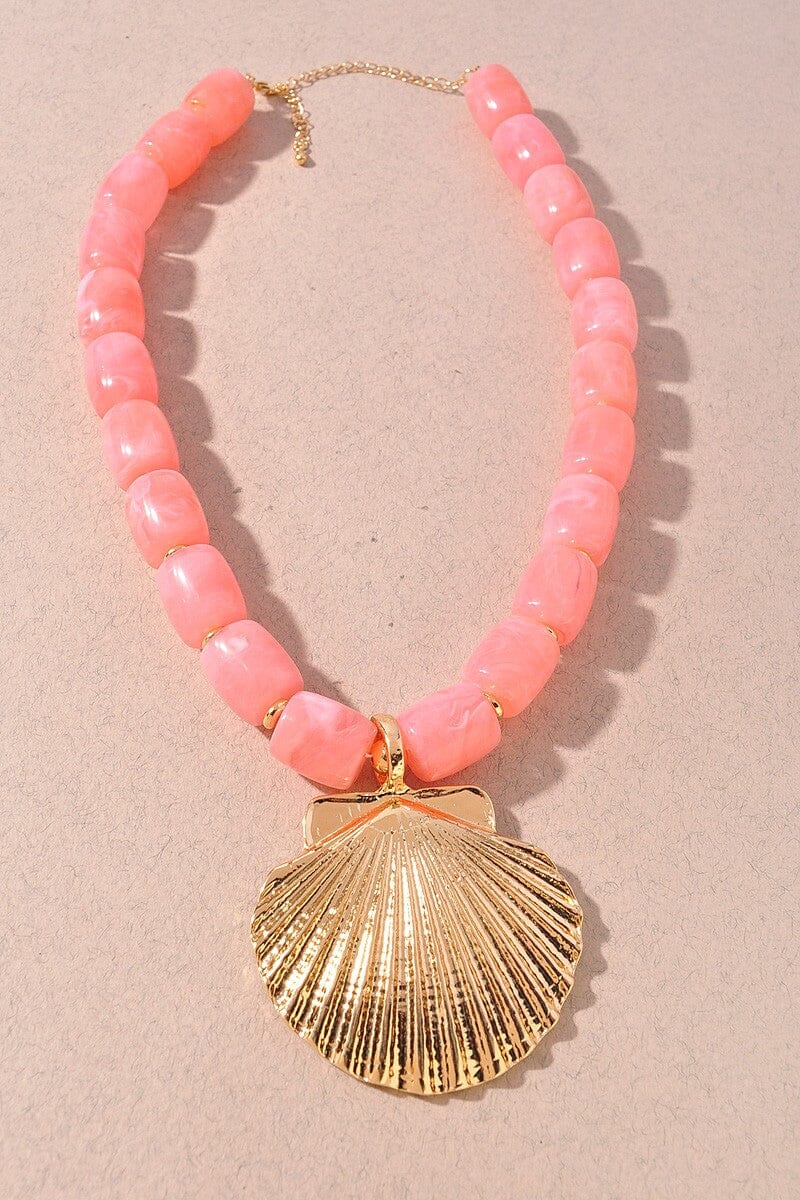 Shell Pendant Bead Necklace The Happy Southerner Pink 