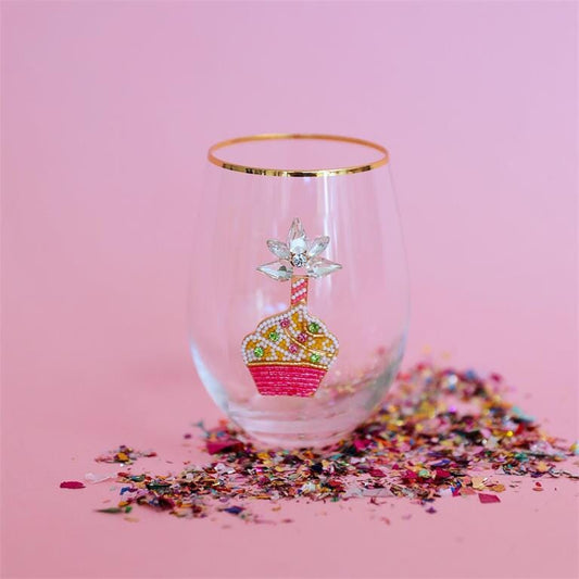 Stemless Wine Glass Beaded Cupcake The Happy Southerner 