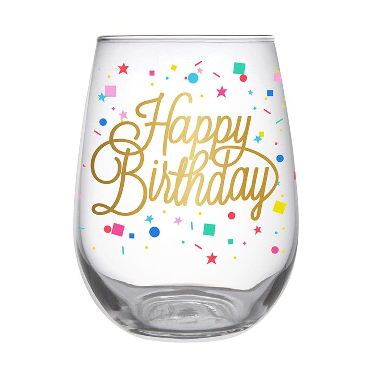 Stemless Wine Glass - Happy Birthday Confetti The Happy Southerner 