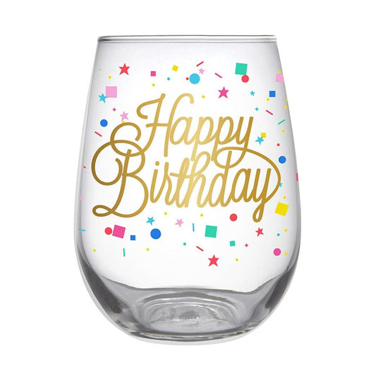 Stemless Wine Glass - Happy Birthday Confetti The Happy Southerner 