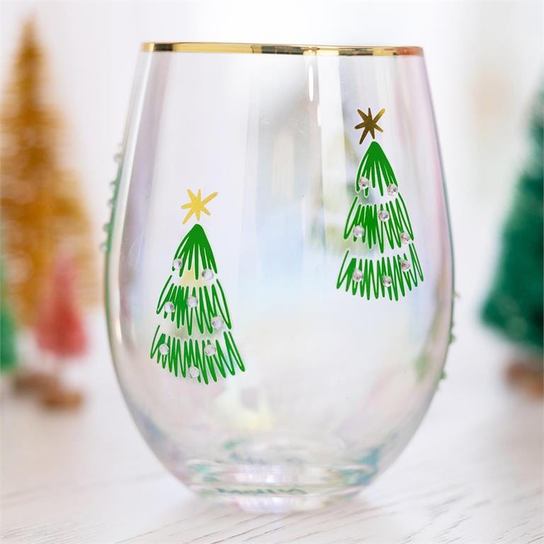 Stemless Wine Glass Small Green Trees The Happy Southerner 