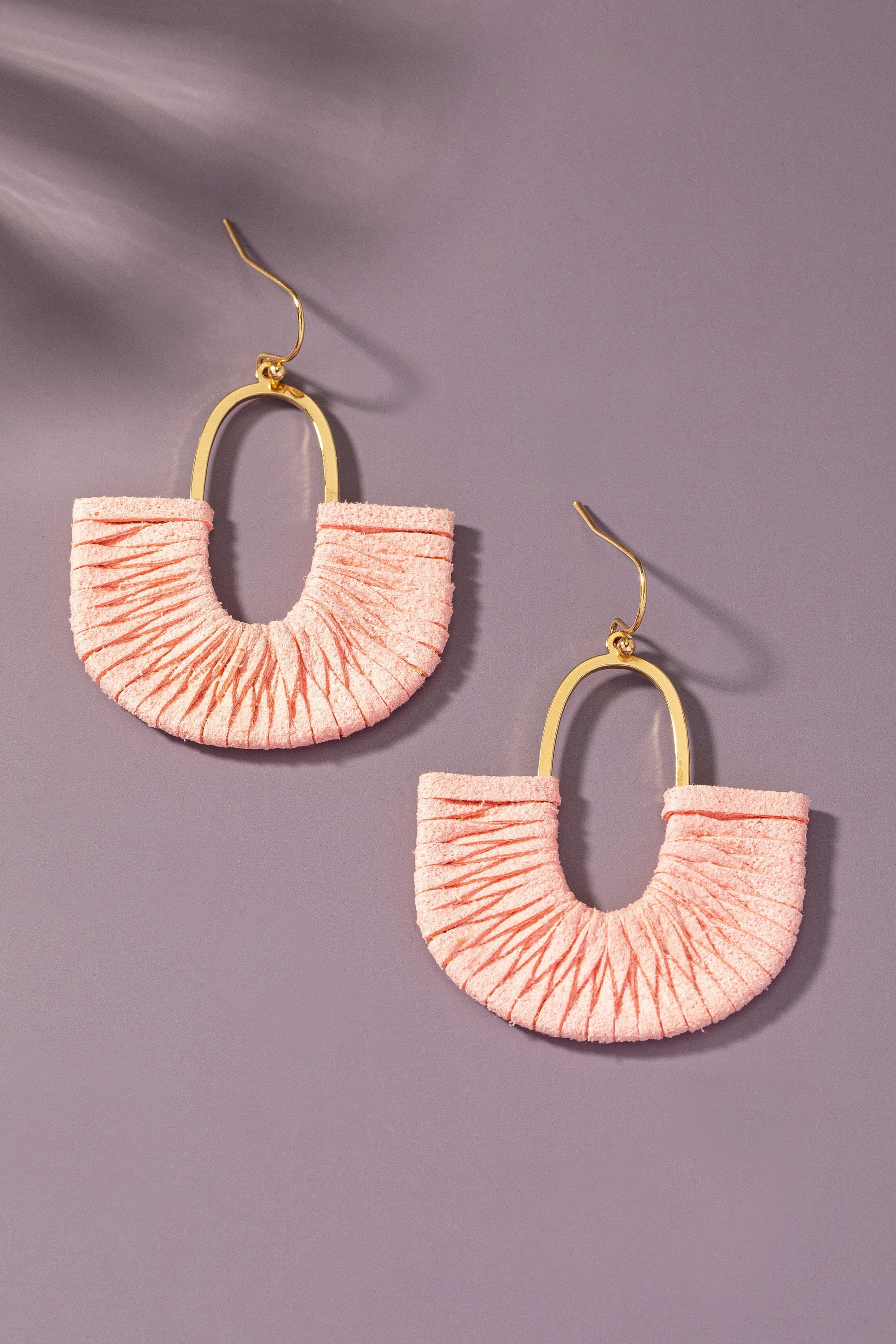 Suede wrapped arch drop earrings - Pink The Happy Southerner 