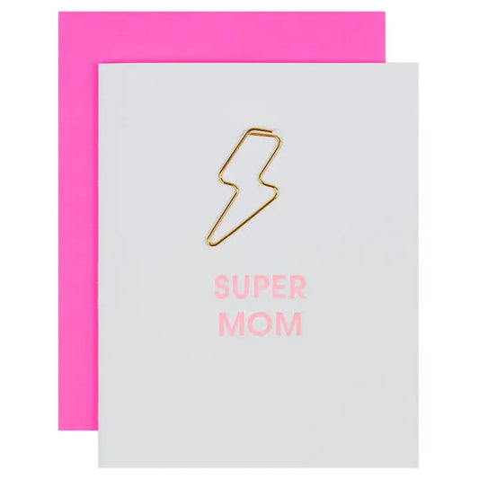 Super Mom - Lightning Bolt Paper Clip Card - Mother's Day The Happy Southerner 