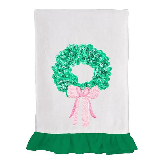 Tea Towel Sequin Wreath The Happy Southerner 
