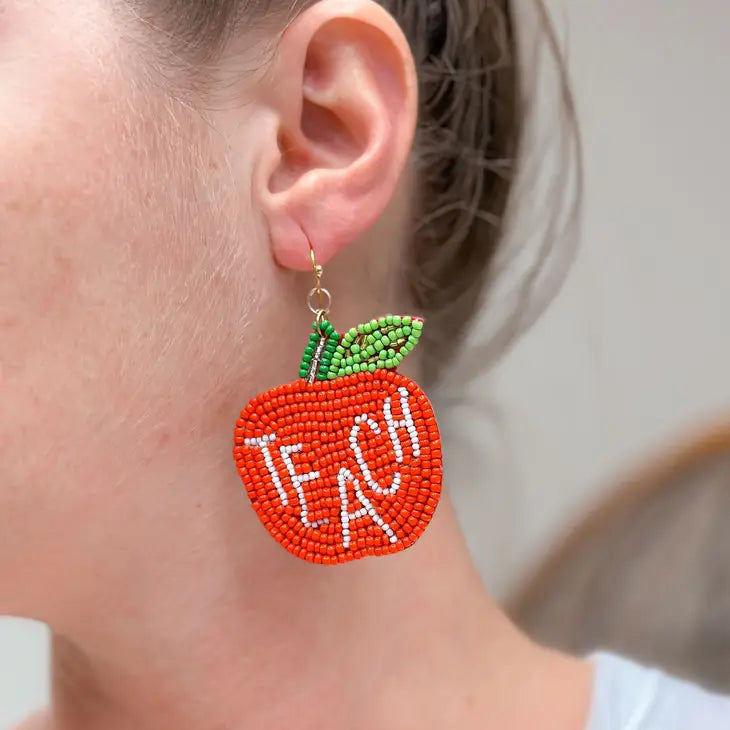 Teach Apple Beaded Dangle Earrings The Happy Southerner 