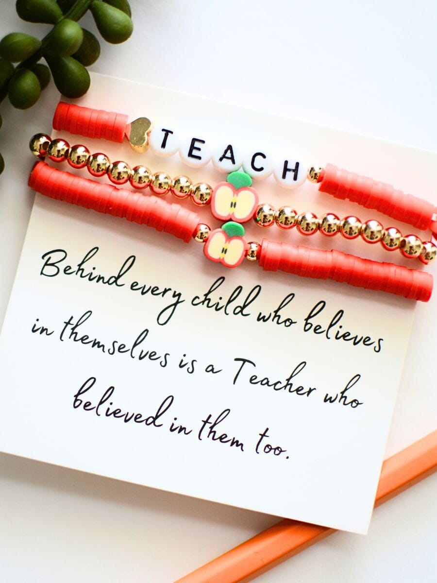 TEACHer bracelet set on inspirational card The Happy Southerner 